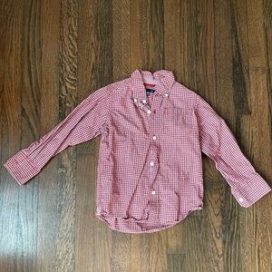 Gap kids boys red and white checkered button down shirt